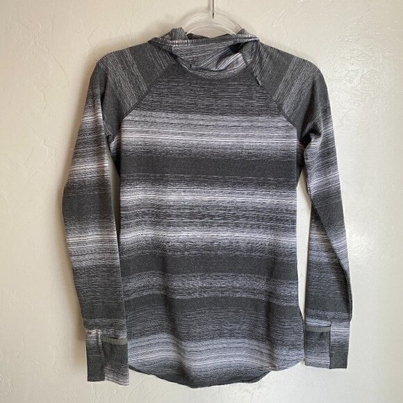 Marmot Tops - Marmot Hooded Running Pullover Gray Stripe XS